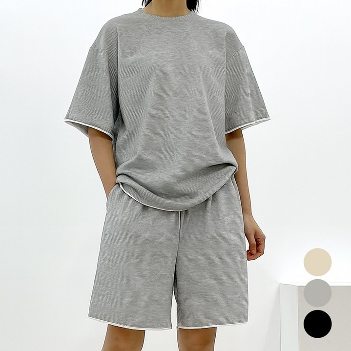 미와이 여성 트레이닝세트 오버핏 반팔 반바지 세트