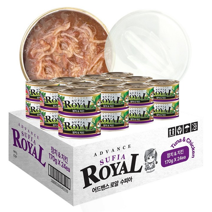 어드밴스 로얄 수피아 5종 170g x 24개입 고양이 캔 길냥이 통조림 간식, 24개, 170g, 수피아 치킨
