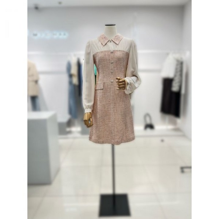 백화점 잇미샤 텍스쳐 블록 트위드 원피스 ITN2WOP700 아울렛
