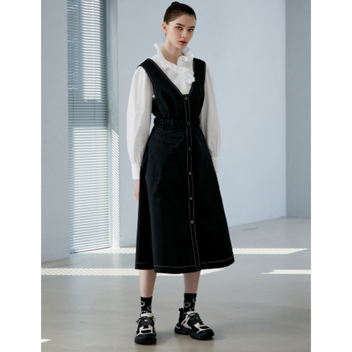 에고이스트BLUE LABEL EP2OOP02  웨이스트 벨티드 서스펜더 원피스