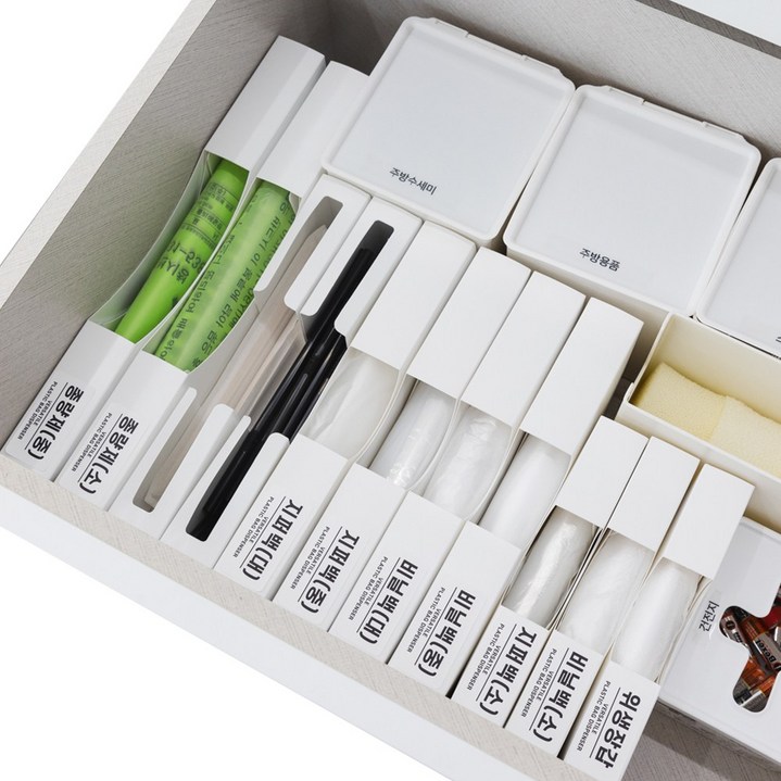 국내생산 비닐봉지 디스펜서 봉투 정리함 서랍정리 5개라벨지1장 세트