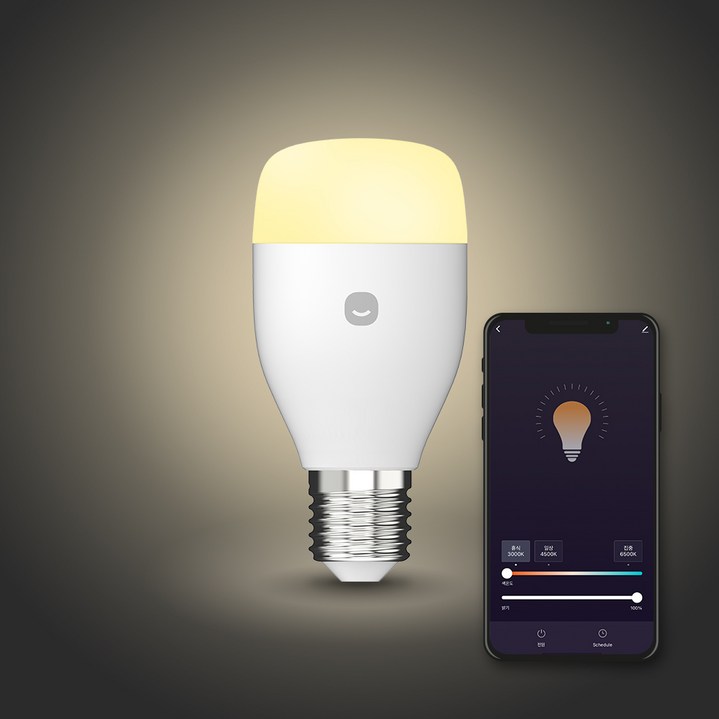 헤이홈 스마트 전구 밝기조절 스마트폰 원격제어, 2개, 주백색