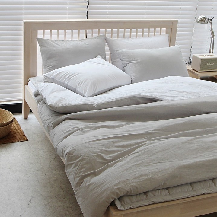 이브수 호텔 고밀도 순면60수 이불커버 SS D Q K, 믹스그레이