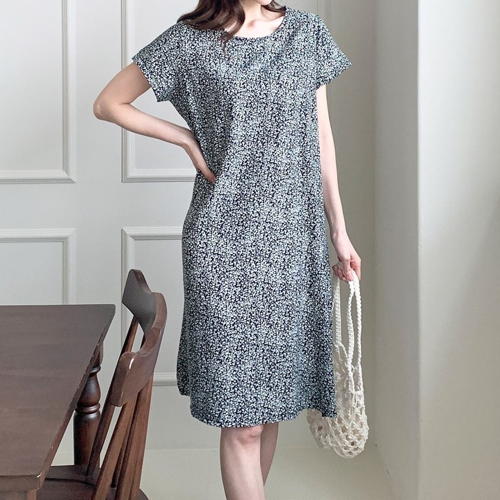 여성 플라워 인견 반팔원피스 빅사이즈