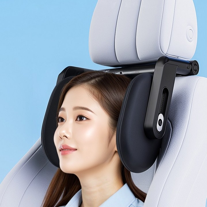 자동차 스마트 헤드레스트 목쿠션, 1개, 블랙