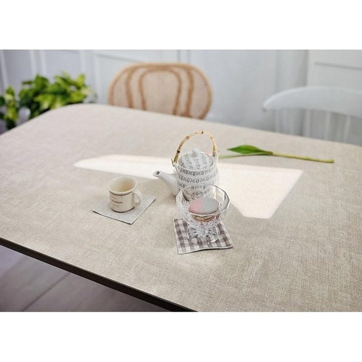 휴일애 맞춤제작 식탁 테이블 매트 북유럽풍 가죽 양면 린넨 17Color 식탁 유리대용 식탁보, AL-01(크림아이보리), 60cm/120cm, 1개
