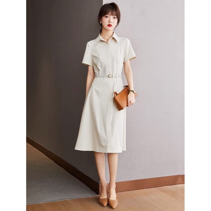 여름 원피스 2025 신상 심플 셔츠 카라 롱 원피스통근 출근 선생님 추천