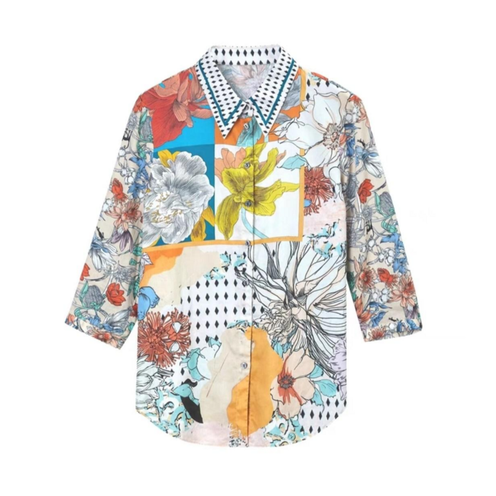 엔피엘 여성용 블라우스 플라워패턴 카라남방