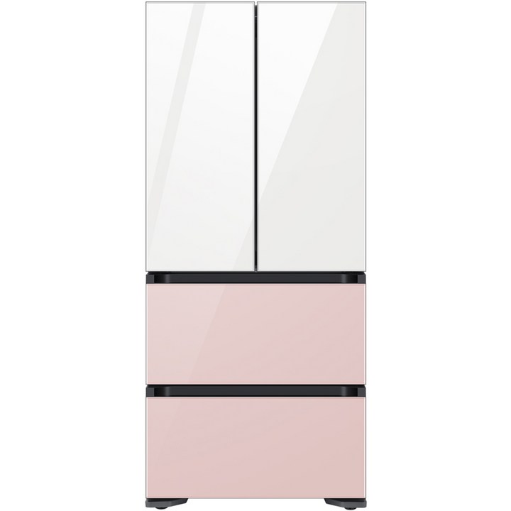 비스포크 삼성전자 비스포크 김치플러스 4도어 프리스탠딩 490L 방문설치, 글램 화이트 + 글램 핑크, RQ48A940255