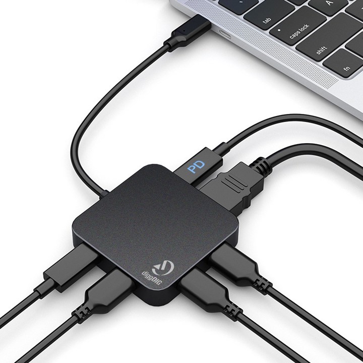 디그딕 C타입 멀티허브 스퀘어 USB3.0 허브 HDMI PD충전 H2001HF