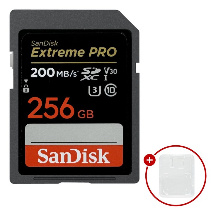 샌디스크 익스트림 프로 SD메모리카드 Extreme PRO UHSI 256GB SD카드 케이스