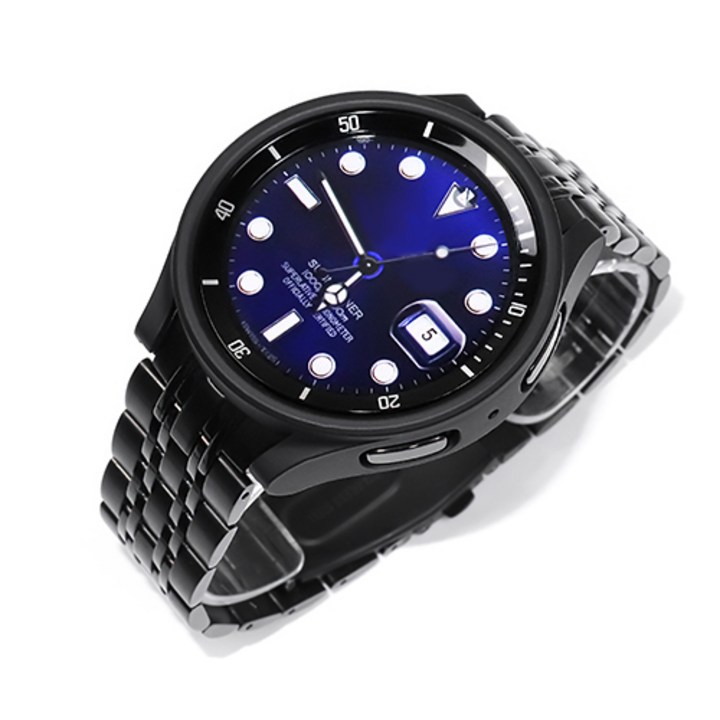 타임스토리 갤럭시워치5 4 호환 7선 날개형 메탈 스트랩, 블랙, 1개