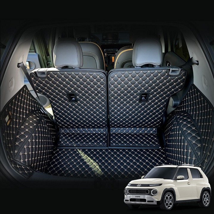 더뉴 캐스퍼 가솔린 컨셉토 가죽 퀼팅 등커버 트렁크 매트 캐스퍼 가솔린 호환 인스퍼레이션, 블랙골드스티치
