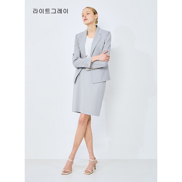 쉬즈미스 여름 베이직 슬림 자켓 스커트 셋업 O2SET6