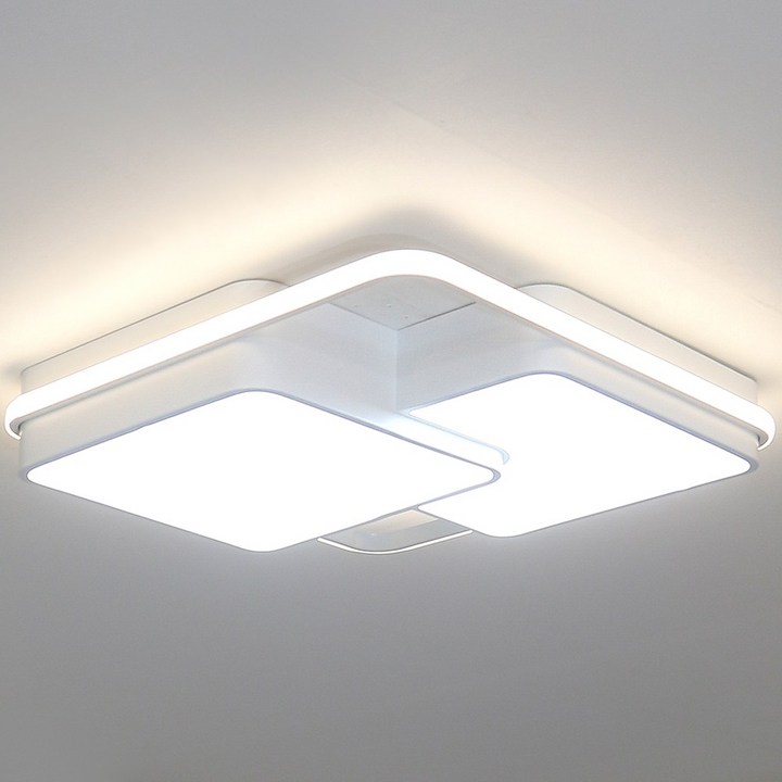 아이방전등 조명1번지 LED 더블스퀘어 방등 50W 국산 주광+전구 안방등 LED조명 아이방등, 단일색상