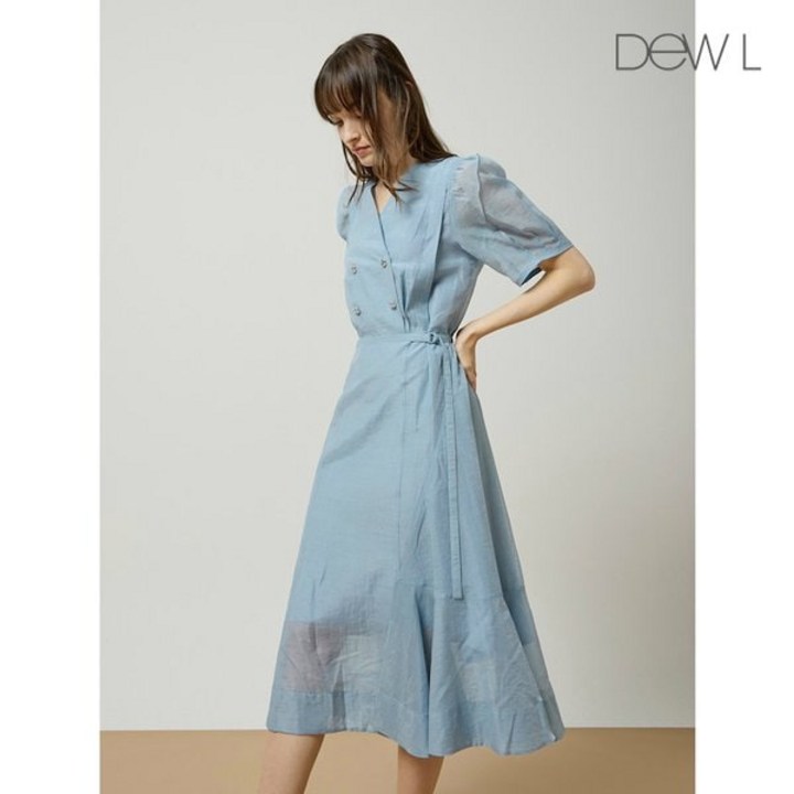 백화점 정품 듀엘 원피스 더블 버튼 퍼프 슬리브 SBD243MSE017