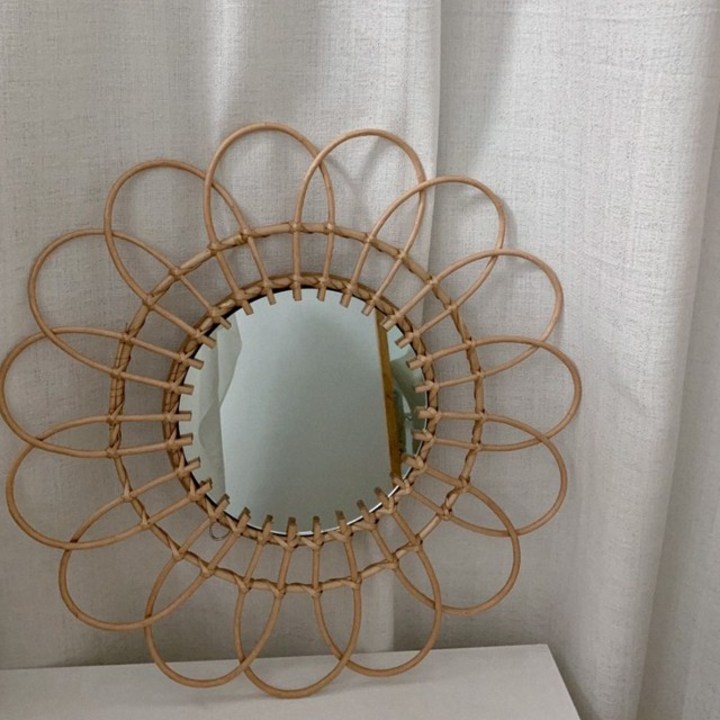 라탄거울 더준 라탄 거울 현관 빈티지 엔틱 벽거울 원형