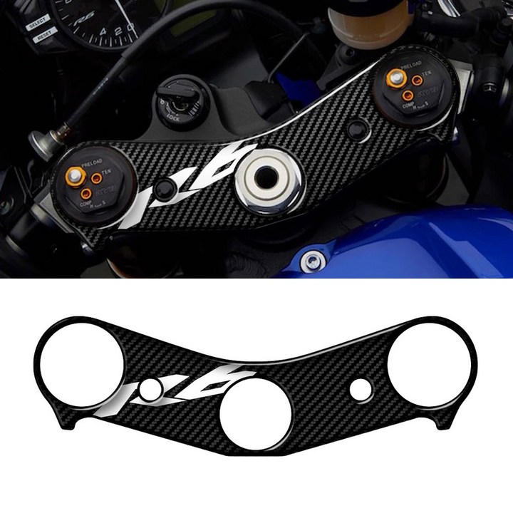 야마하 YZF R6 20172024 용 3D 오토바이 카본 모양 상단 트리플 요크 커버 보호대 데칼 스티커 케이스