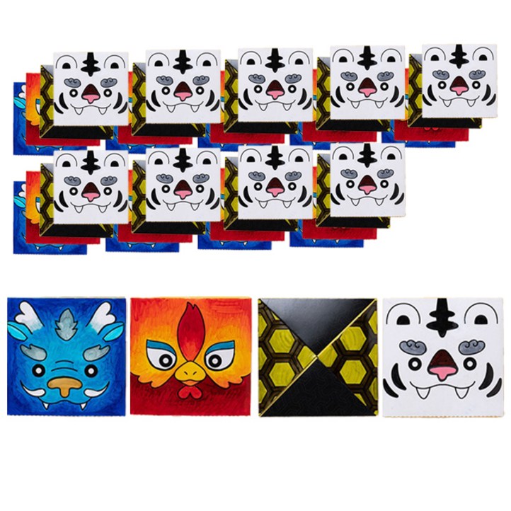 민화샵 사방신 전통딱지 4종 세트, 10세트, 청룡  백호  주작  현무