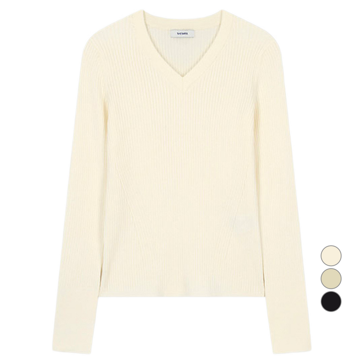 쉬즈미스 여성용 울 골지 브이넥 슬림 니트 SSKPOO42710