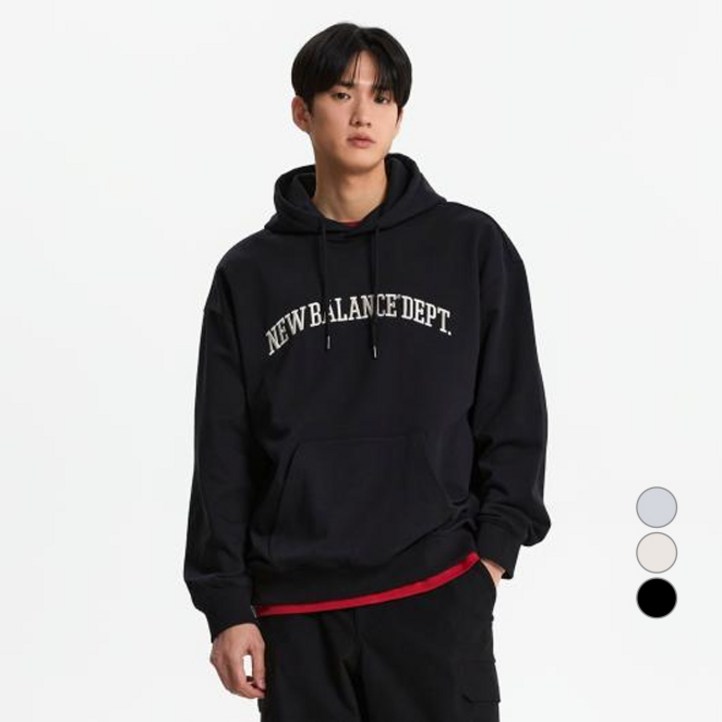 뉴발란스 남녀공용 유니 에센셜 레터링 오버핏 후드티 NBN0F11103