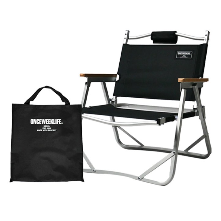 원스위크라이프 접이식 캠핑의자  가방 세트, 블랙, 1세트