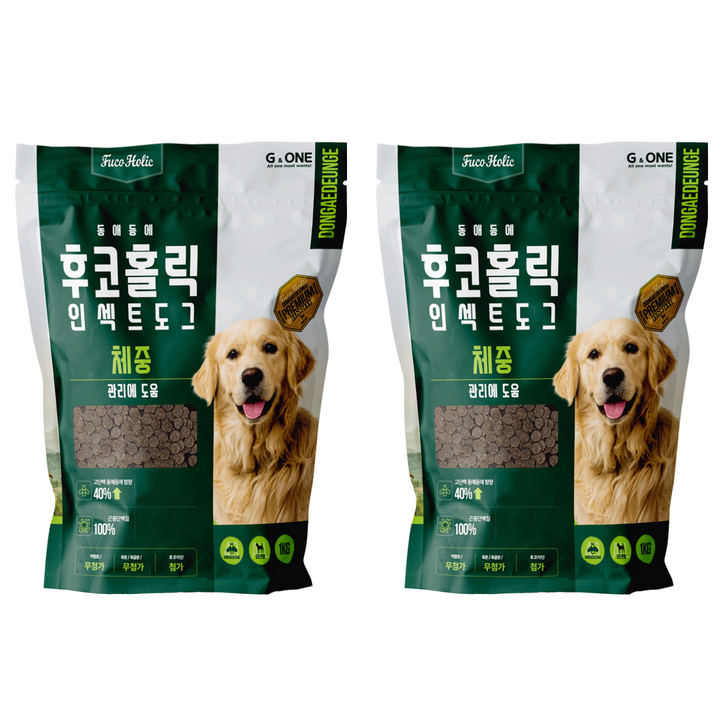 후코홀릭 전연령 도그 동애등에 프리미엄 체중 소프트사료, 1kg, 2개