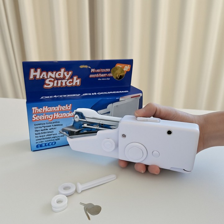 슈렌다 휴대용 핸드 미싱기 자동 미니재봉틀, 아이보리