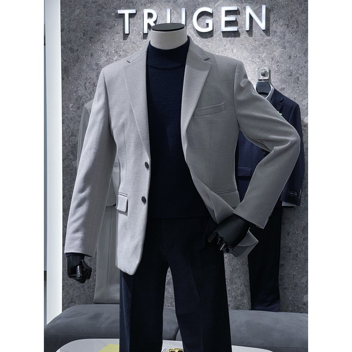 트루젠 오트밀 스판 캐주얼 남자 자켓 남성 비지니스 콤비