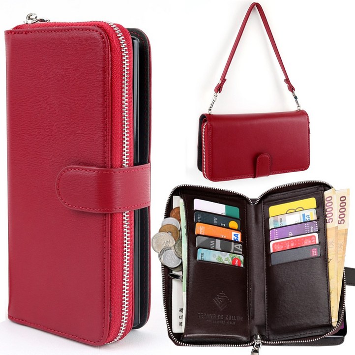 레드울프 코스지퍼 T링 완벽셋트 천연소가죽 가방 지퍼 지갑형 핸드폰케이스