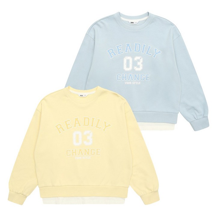 소이주니어강남점 가을상품 파스텔 레이어드 바이오 맨투맨티25S0458BL