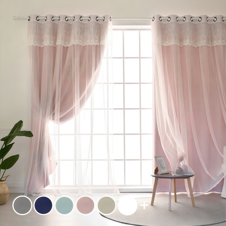 까르데코 디망쉬 암막레이스커튼 긴창 4장세트대형