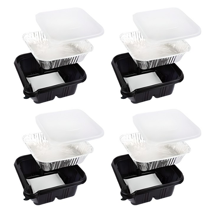 핫쿡볼 발열 도시락 알루미늄 용기 내통 4p  외통 2p  뚜껑 2p  발열제 4p