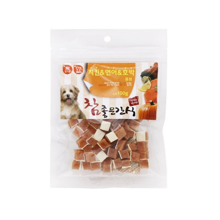 참좋은 간식 치킨연어호박큐브 100g 애견간식 강아지간식