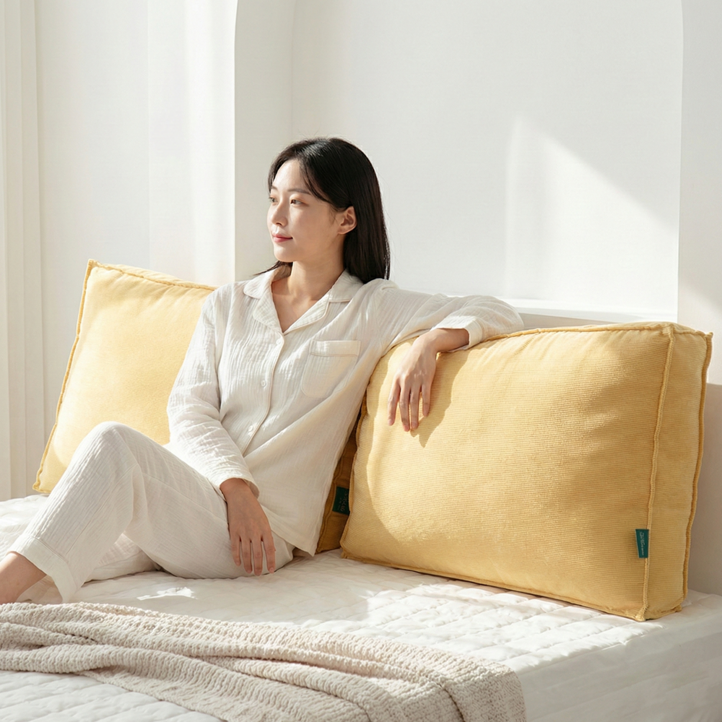 텍스스테드 직사각 라인 멀티 쿠션 허리 등쿠션 쇼파 침대 등받이, 옐로우
