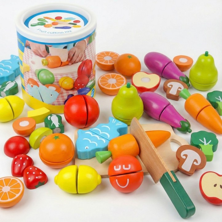 상덕 소꿉놀이 싹둑 과일 야채 자르기 유아 주방놀이 역할놀이원목 장난감