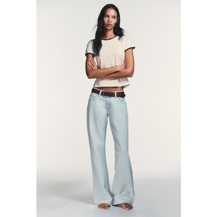 국내배송자라 ZARA JEANS 청바지 TRF WIDE LEG 로우라이즈  라이트 블루913654