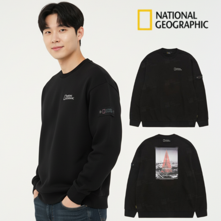 백화점정품 내셔널지오그래픽 남성 여성 어반시티 세미오버픽 데일리 맨투맨 면질 티셔츠