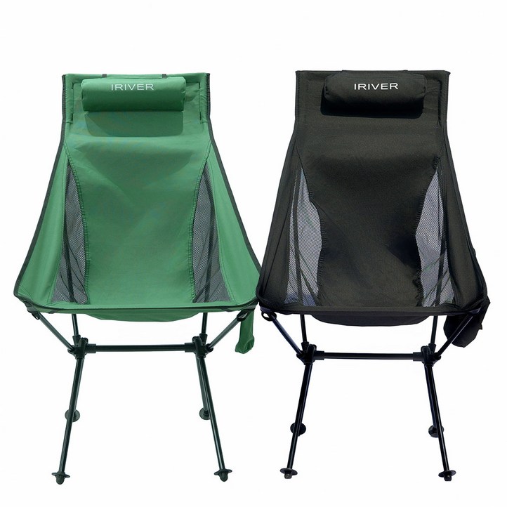 아이리버 캠핑의자 릴렉스체어 휴대용 백패킹 경량체어 접이식 11 IECP02, 블랙, 2개
