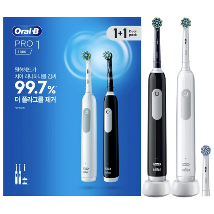 오랄비 회전식 전동칫솔 11 듀얼 구성 칫솔모 선물세트, 1개, pro 1 dual pack