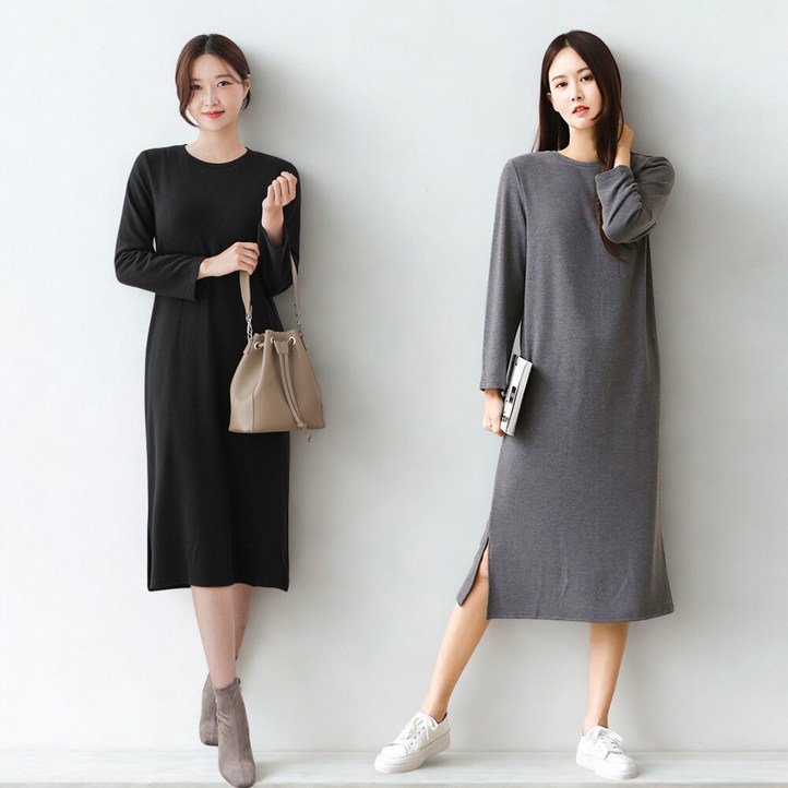 프롬코 11 여성 심플 데일리 긴팔 롱원피스 FRC217S