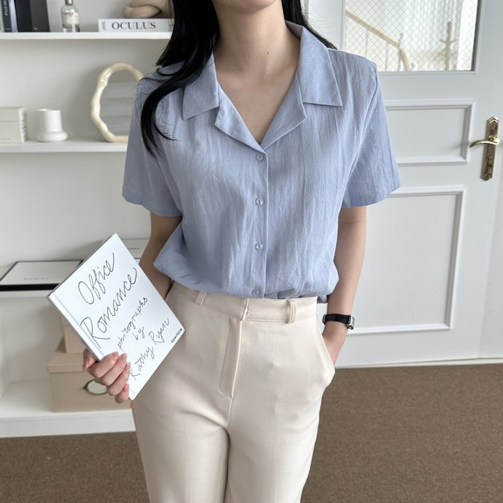 플루터 여성 반팔 블라우스 셔츠 4종 7컬러 히든버튼 린넨워싱셔츠 오픈카라셔츠 플루터 여성 반팔 블라우스 셔츠 4종 7컬러 히든버튼 린넨워싱셔츠 오픈카라셔츠