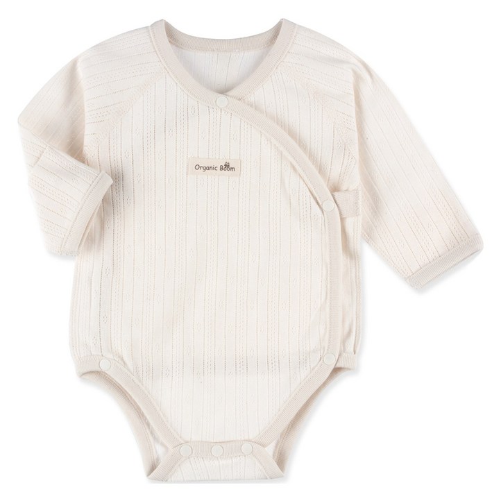 오가닉붐 유아용 아일렛 자카드 스냅 배냇 바디슈트