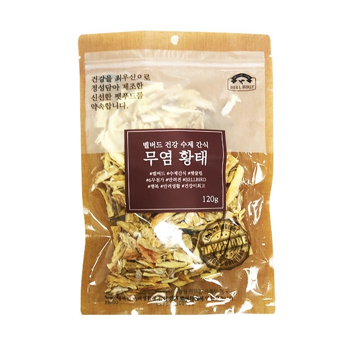 벨버드 건강수제간식, 무염 황태, 120g, 1개