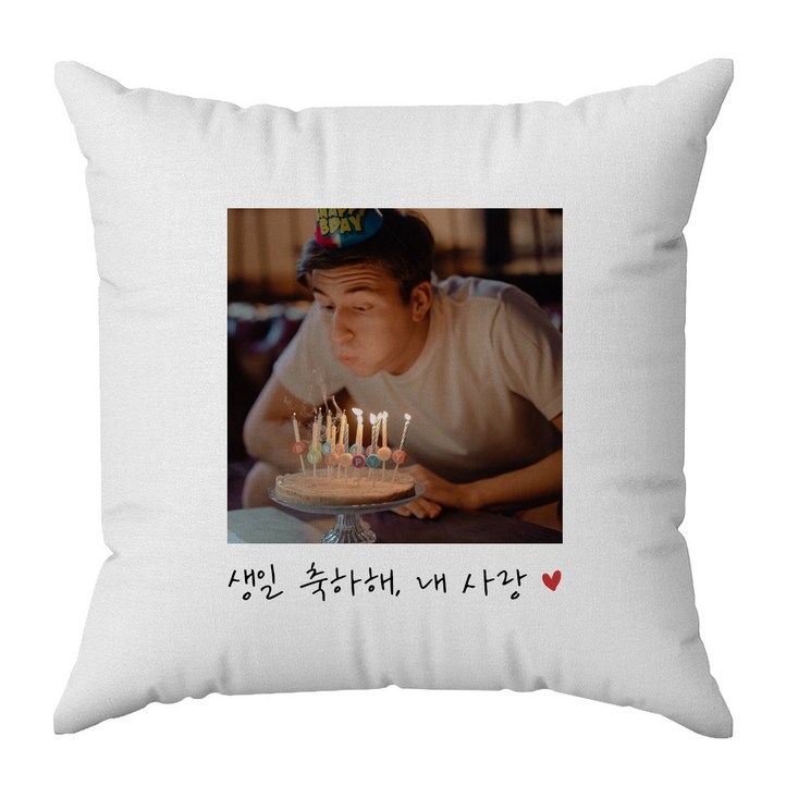 핸드팩토리 주문제작 나만의 사진 포토 쿠션, 기념일 커플 친구 연예인 생일선물쿠션솜 포함, 네이비