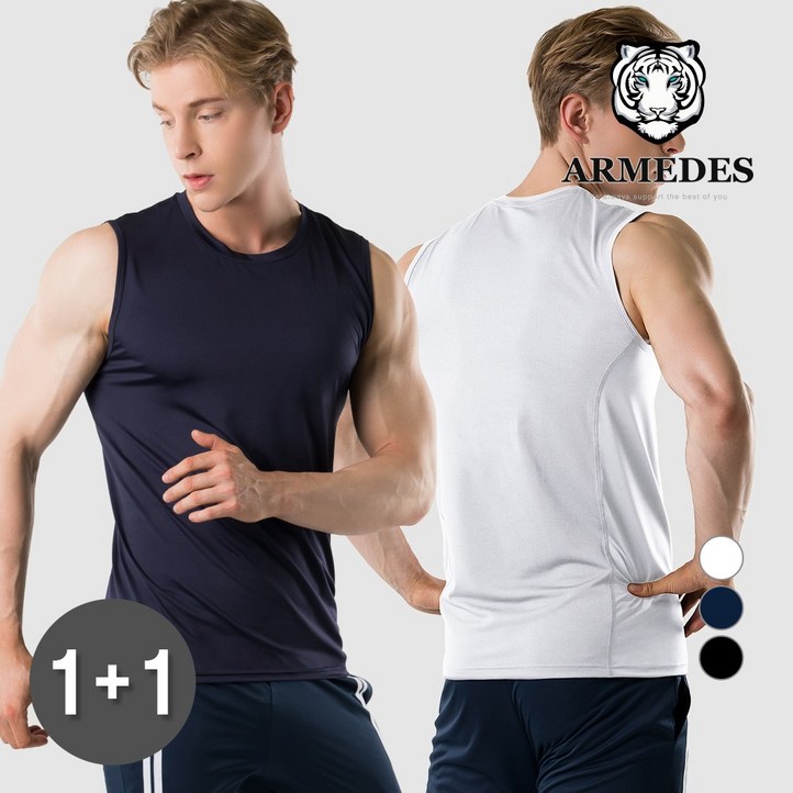 2개 아르메데스 남성용 기능성 데일리 민소매 티셔츠 AR123 2개 아르메데스 남성용 기능성 데일리 민소매 티셔츠 AR123
