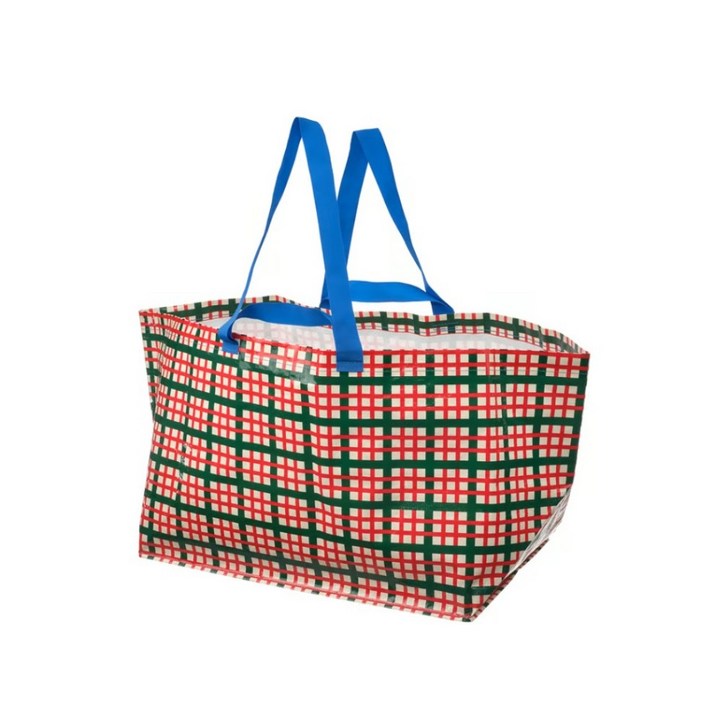 이케아 빈테르핀트 체크패턴 크리스마스 타포린백 선물가방