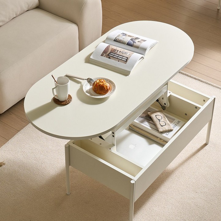 세이지홈 아이비 12001000 리프트업 소파 거실 테이블 국내생산, 01.크림화이트1200