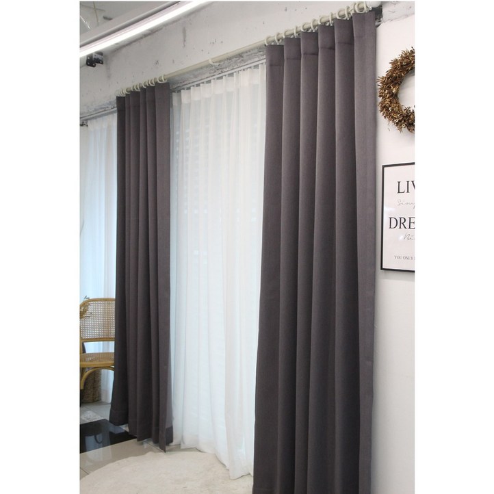 불에강한 호텔식 라인 방염 암막커튼 4color