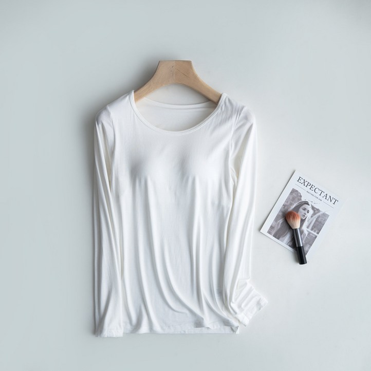 SH1832 모달 가슴패드 긴소매 캡일체형 티셔츠